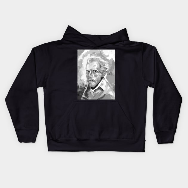 Van Gogh Black and White Kids Hoodie by mailsoncello